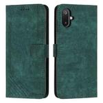 For Samsung Galaxy F06 5G / M06 5G Skin Feel Stripe Pattern Leather Phone Case with Long Lanyard(Green)