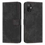 For Samsung Galaxy F06 5G / M06 5G Skin Feel Stripe Pattern Leather Phone Case with Long Lanyard(Black)