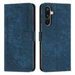 For Samsung Galaxy F16 5G / M16 5G Skin Feel Stripe Pattern Leather Phone Case with Long Lanyard(Blue)