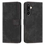 For Samsung Galaxy F16 5G / M16 5G Skin Feel Stripe Pattern Leather Phone Case with Long Lanyard(Black)