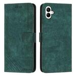 For Samsung Galaxy A07 4G Skin Feel Stripe Pattern Leather Phone Case with Lanyard(Green)