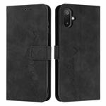 For Samsung Galaxy F06 5G / M06 5G Skin Feel Heart Embossed Leather Phone Case with Long Lanyard(Black)
