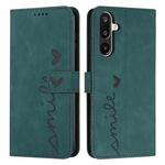 For Samsung Galaxy F16 5G / M16 5G Skin Feel Heart Embossed Leather Phone Case with Long Lanyard(Green)