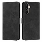 For Samsung Galaxy F16 5G / M16 5G Skin Feel Heart Embossed Leather Phone Case with Long Lanyard(Black)