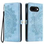 For Google Pixel 9a Skin Feel Totem Embossed Leather Phone Case(Blue)