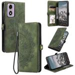 For Motorola Moto G24 / G04 Skin Feel Totem Embossed Leather Phone Case(Deep Green)