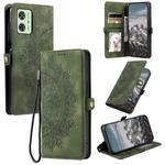 For Motorola Moto G54 Skin Feel Totem Embossed Leather Phone Case(Deep Green)