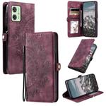 For Motorola Moto G54 Skin Feel Totem Embossed Leather Phone Case(Wine Red)