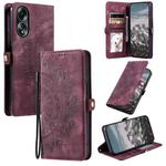 For OPPO A58 4G Skin Feel Totem Embossed Leather Phone Case(Wine Red)