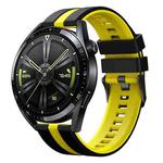 20mm Vertical Two Color Silicone Watch Band(Black+Yellow)