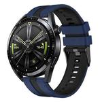 20mm Vertical Two Color Silicone Watch Band(Dark Blue+Black)