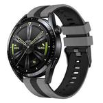 22mm Vertical Two Color Silicone Watch Band(Dark Grey+Black)