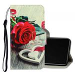 For Vivo Y50 / Y30 3D Colored Drawing Horizontal Flip PU Leather Case with Holder & Card Slots & Wallet(Red Rose)