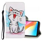 For Vivo Y91 / Y95 / Y91i 3D Colored Drawing Horizontal Flip PU Leather Case with Holder & Card Slots & Wallet(Red Mouth Cat)