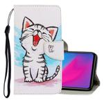 For Vivo Y91C  3D Colored Drawing Horizontal Flip PU Leather Case with Holder & Card Slots & Wallet(Red Mouth Cat)
