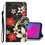 For Vivo Y91C  3D Colored Drawing Horizontal Flip PU Leather Case with Holder & Card Slots & Wallet(Red Flower)