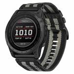 For Garmin Fenix 7 Nylon Canvas Quick Release Watch Band(Black Grey)