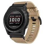 For Garmin Fenix 7 Nylon Canvas Quick Release Watch Band(Khaki)