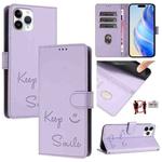 For iPhone 11 Pro Smile Embossing RFID Leather Phone Case(Light Purple)