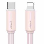 USAMS SJ735 1m 30W Type-C to 8 Pin Bicolor Design Fast Charging Cable(Pink)