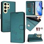 For Samsung Galaxy S24 Ultra 5G Smile Embossing RFID Leather Phone Case(Peacock Green)