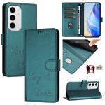 For Samsung Galaxy S24 FE 5G Smile Embossing RFID Leather Phone Case(Peacock Green)