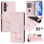 For Samsung Galaxy S23 FE 5G Smile Embossing RFID Leather Phone Case(Pink)