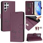 For Samsung Galaxy S22 Ultra 5G Smile Embossing RFID Leather Phone Case(Violet)