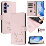 For Samsung Galaxy S25 5G Smile Embossing RFID Leather Phone Case(Pink)