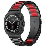 For Samsung Galaxy Watch Ultra 47mm Three Beads Stainless Steel Watch Band(Black Red Black)