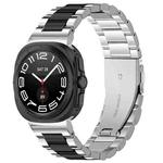 For Samsung Galaxy Watch Ultra 47mm Three Beads Stainless Steel Watch Band(Silver Black Silver)