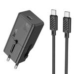 hoco AC25 Mini Single Port PD30W Universal Travel Charger with Type-C to Type-C Cable(Black)