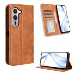For Fujitsu Arrows Alpha F-51F Magnetic Buckle Retro Texture Leather Phone Case(Brown)