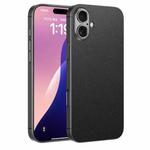 For iPhone 16 GKK Metal Paint Skin Feel Leather Full Coverage Phone Case(Black)