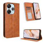 For Redmi 13 4G / Note 13R 5G Magnetic Buckle Retro Texture Leather Phone Case(Brown)