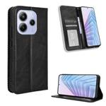 For Redmi Note 14 4G 163.25mm Magnetic Buckle Retro Texture Leather Phone Case(Black)