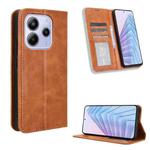 For Redmi Note 14 4G 164.84mm EU Version Magnetic Buckle Retro Texture Leather Phone Case(Brown)