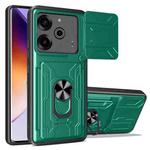 For Tecno Pova 6 Pro / Pova 6 Sliding Camshield TPU+PC Phone Case with Card Slot(Dark Green)