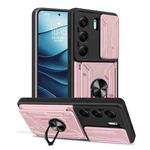 For Tecno Camon 40 Sliding Camshield TPU+PC Phone Case with Card Slot(Rose Gold)