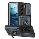 For Tecno Camon 40 Sliding Camshield TPU+PC Phone Case with Card Slot(Grey)