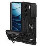 For Tecno Camon 40 Pro 5G Sliding Camshield TPU+PC Phone Case with Card Slot(Black)