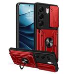 For Tecno Camon 40 Pro 5G Sliding Camshield TPU+PC Phone Case with Card Slot(Red)