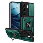 For Tecno Camon 40 Pro 5G Sliding Camshield TPU+PC Phone Case with Card Slot(Dark Green)