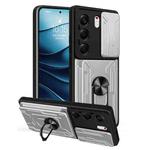 For Tecno Camon 40 Pro 5G Sliding Camshield TPU+PC Phone Case with Card Slot(White)