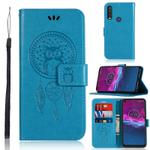 For Motorola Moto P40 Power Wind Chime Owl Embossing Pattern Horizontal Flip Leather Case, with Holder & Card Slots & Wallet(Blue)
