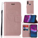 For Motorola Moto P40 Power Wind Chime Owl Embossing Pattern Horizontal Flip Leather Case, with Holder & Card Slots & Wallet(Rose Gold)