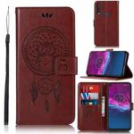 For Motorola Moto P40 Power Wind Chime Owl Embossing Pattern Horizontal Flip Leather Case, with Holder & Card Slots & Wallet(Brown)