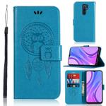 For Xiaomi Redmi 9 Wind Chime Owl Embossing Pattern Horizontal Flip Leather Case, with Holder & Card Slots & Wallet(Blue)