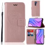 For Xiaomi Redmi 9 Wind Chime Owl Embossing Pattern Horizontal Flip Leather Case, with Holder & Card Slots & Wallet(Rose Gold)