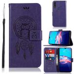 For Motorola Moto E 2020 Wind Chime Owl Embossing Pattern Horizontal Flip Leather Case, with Holder & Card Slots & Wallet(Purple)